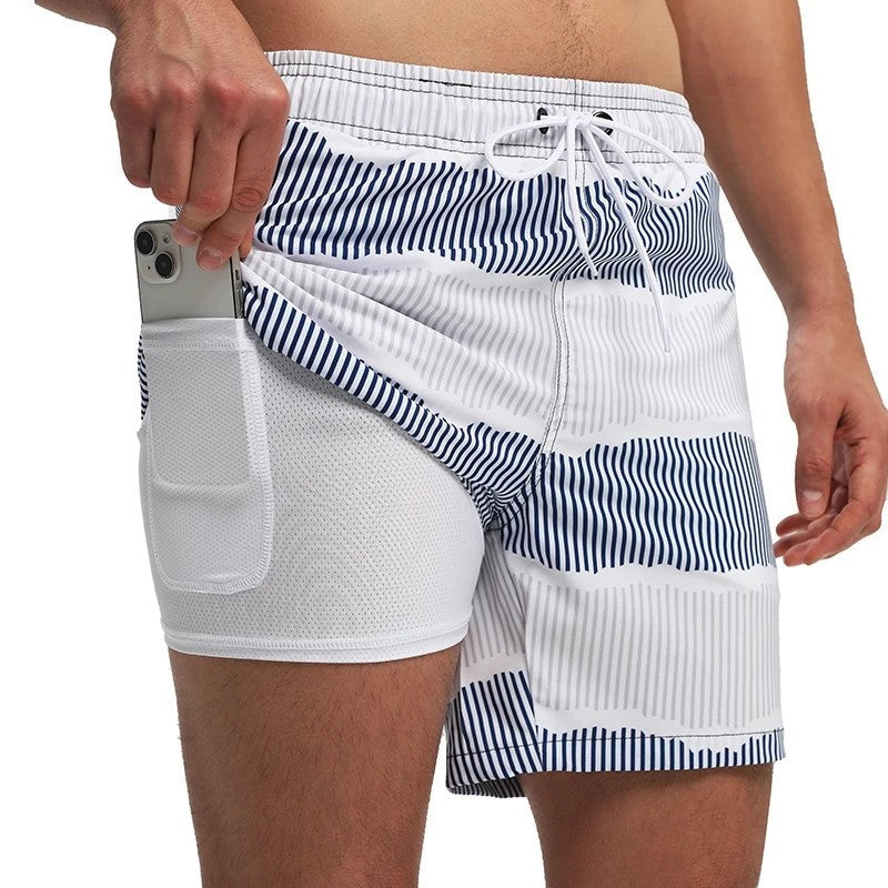 Mesh Liner Phone Pocket Swim Trunks