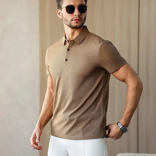 Modern Fitted Knit Polo Shirt