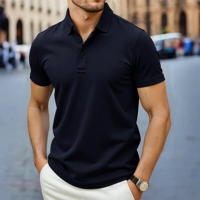 Modern Fitted Knit Polo Shirt