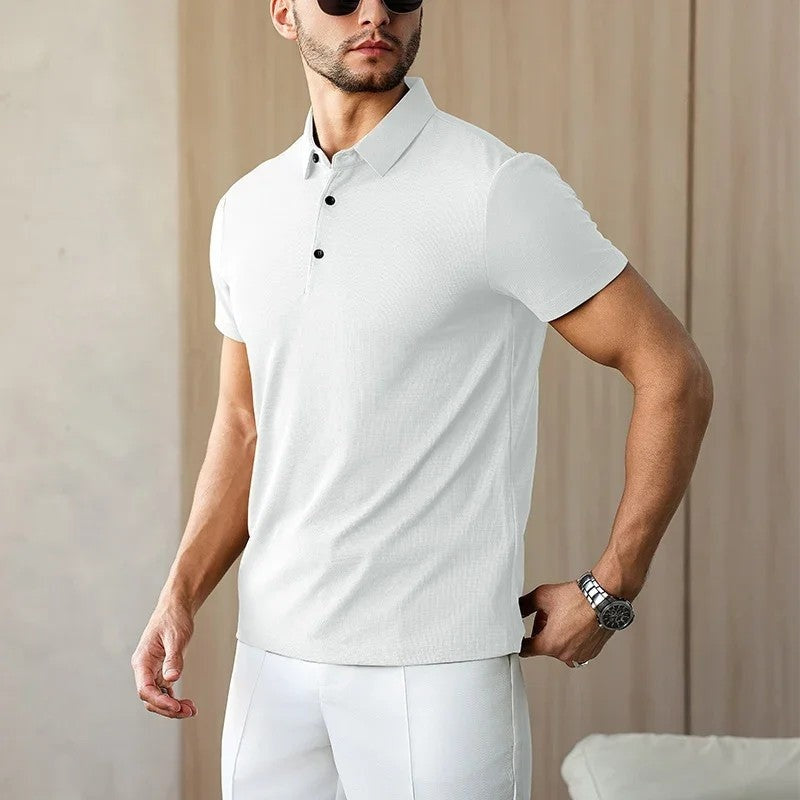Modern Fitted Knit Polo Shirt