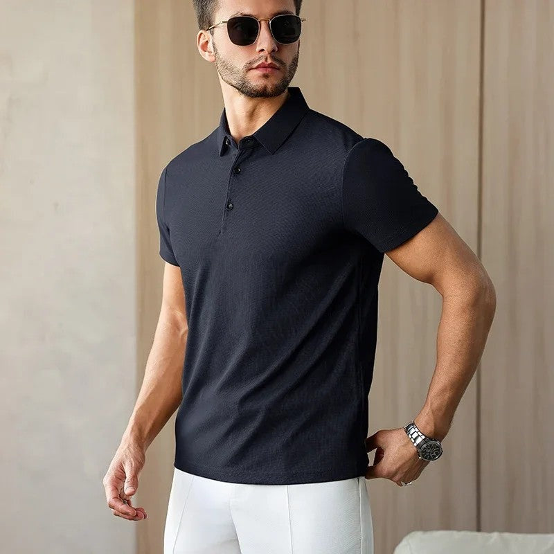 Modern Fitted Knit Polo Shirt