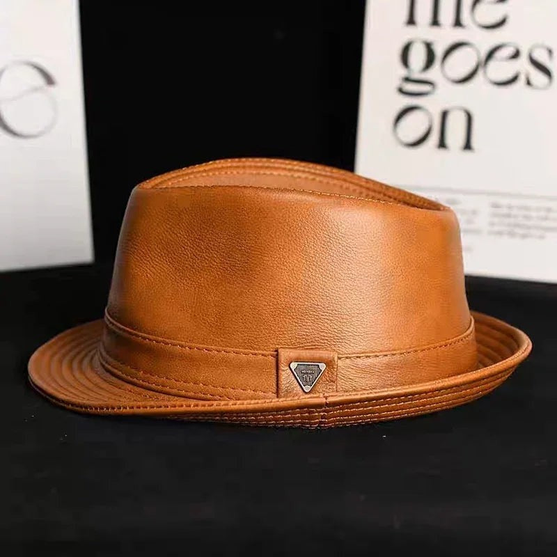 Modern Structured Leather Fedora Hat