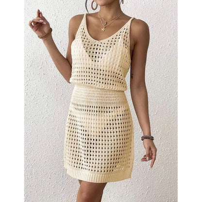 Open Knit Sleeveless Mini Dress