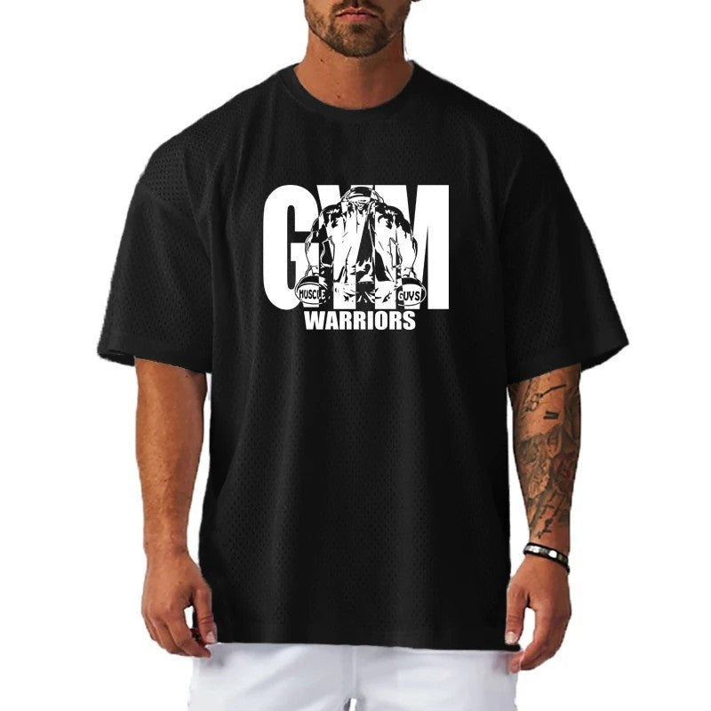 Oversized Mesh Workout Graphic T-Shirt