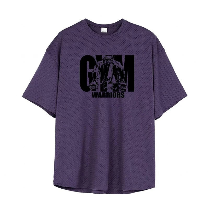 Oversized Mesh Workout Graphic T-Shirt