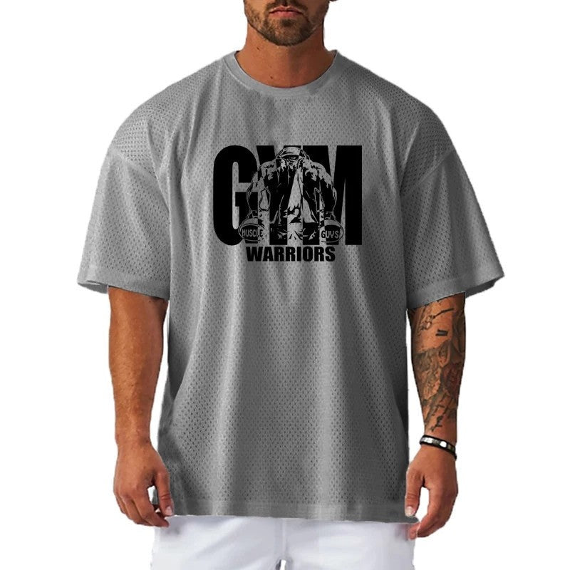Oversized Mesh Workout Graphic T-Shirt