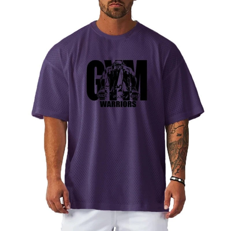 Oversized Mesh Workout Graphic T-Shirt
