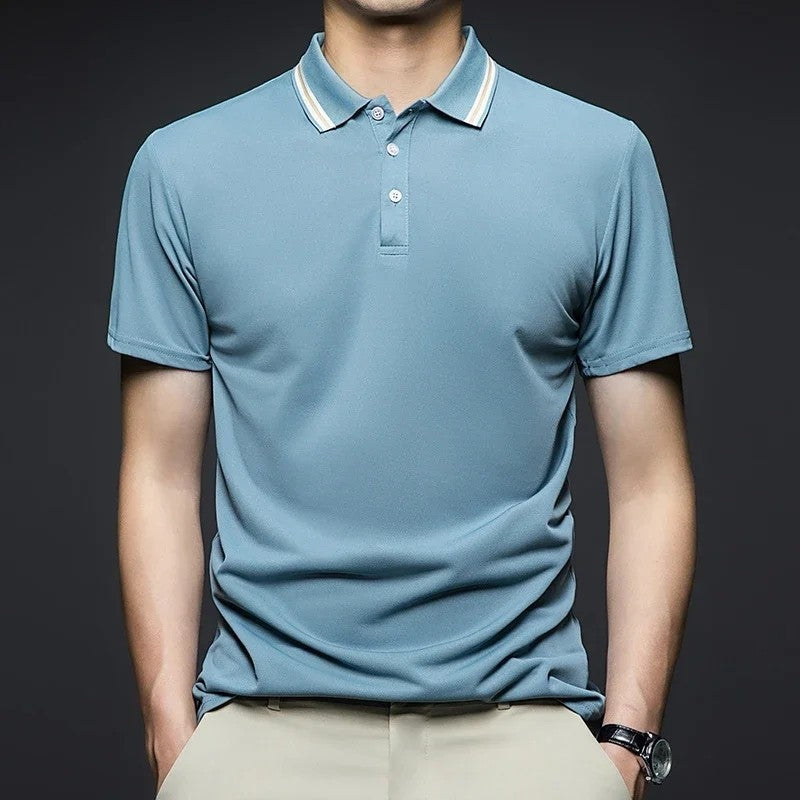Piqué Stripe Collar Polo Shirt