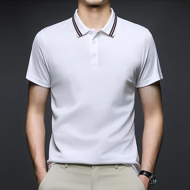 Piqué Stripe Collar Polo Shirt