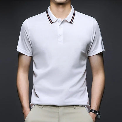 Piqué Stripe Collar Polo Shirt