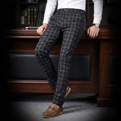 Plaid Slim Fit Stretch Dress Pants