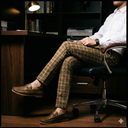 Plaid Slim Fit Stretch Dress Pants