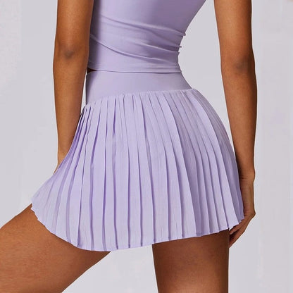 Pleated High-Waist Skort Shorts
