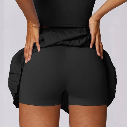 Pleated High-Waist Skort Shorts
