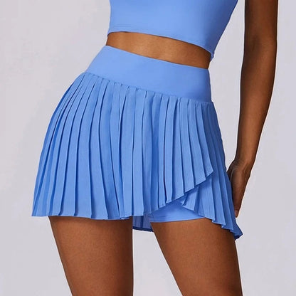 Pleated High-Waist Skort Shorts
