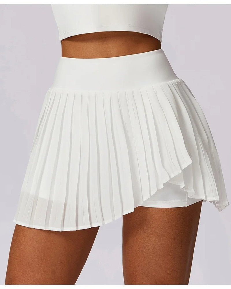 Pleated High-Waist Skort Shorts