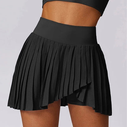 Pleated High-Waist Skort Shorts