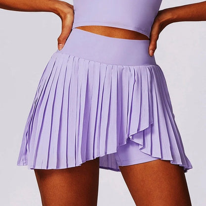 Pleated High-Waist Skort Shorts