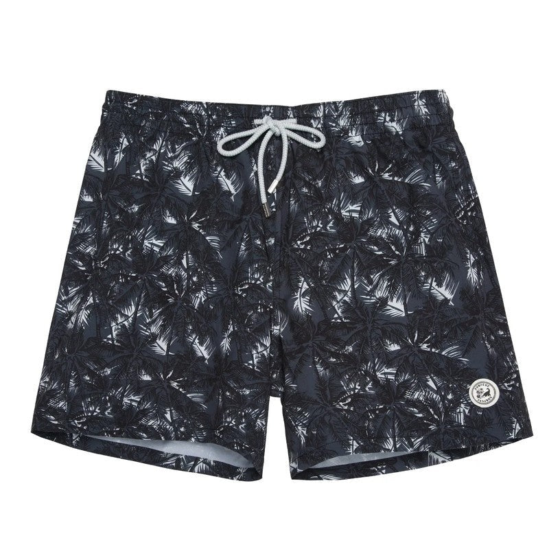 Printed Drawstring Relaxed Fit Swim Trunks