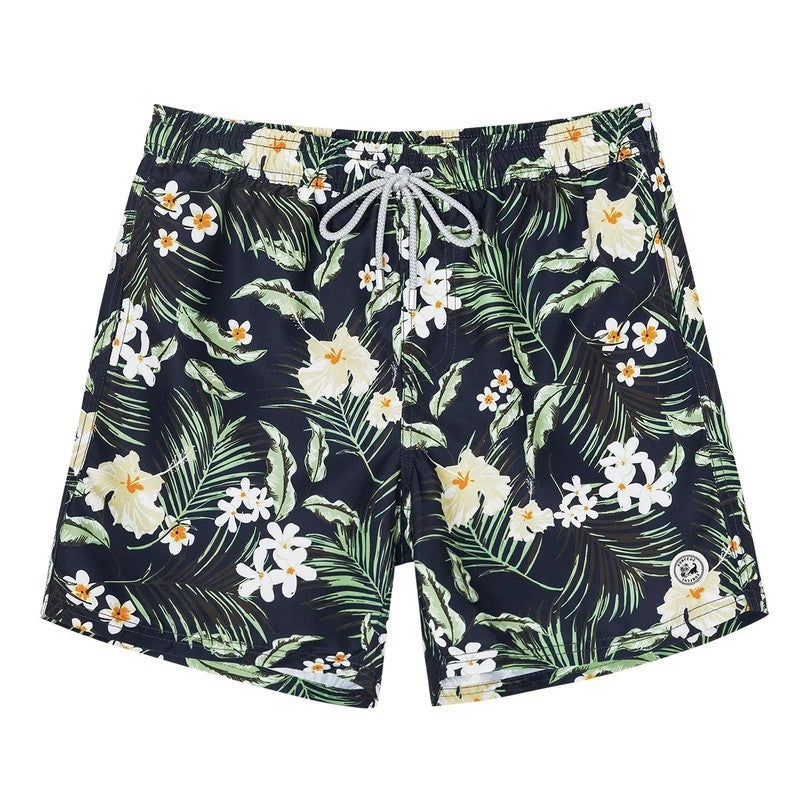 Printed Drawstring Relaxed Fit Swim Trunks