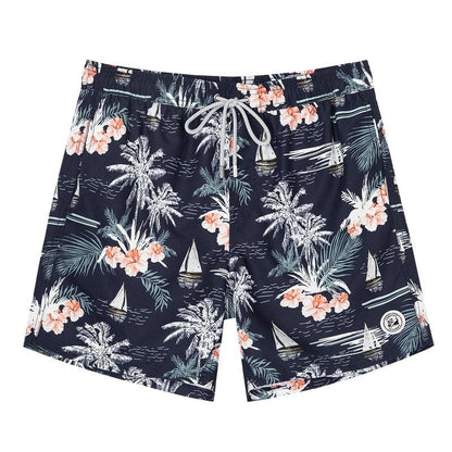 Printed Drawstring Relaxed Fit Swim Trunks
