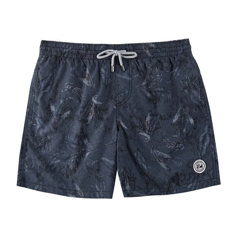 Printed Drawstring Relaxed Fit Swim Trunks