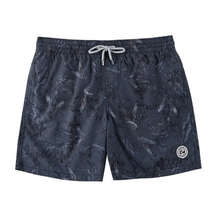 Printed Drawstring Relaxed Fit Swim Trunks
