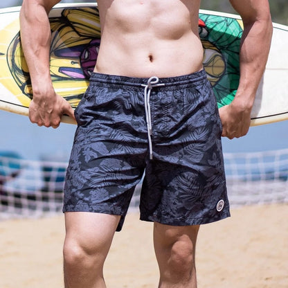 Printed Drawstring Relaxed Fit Swim Trunks