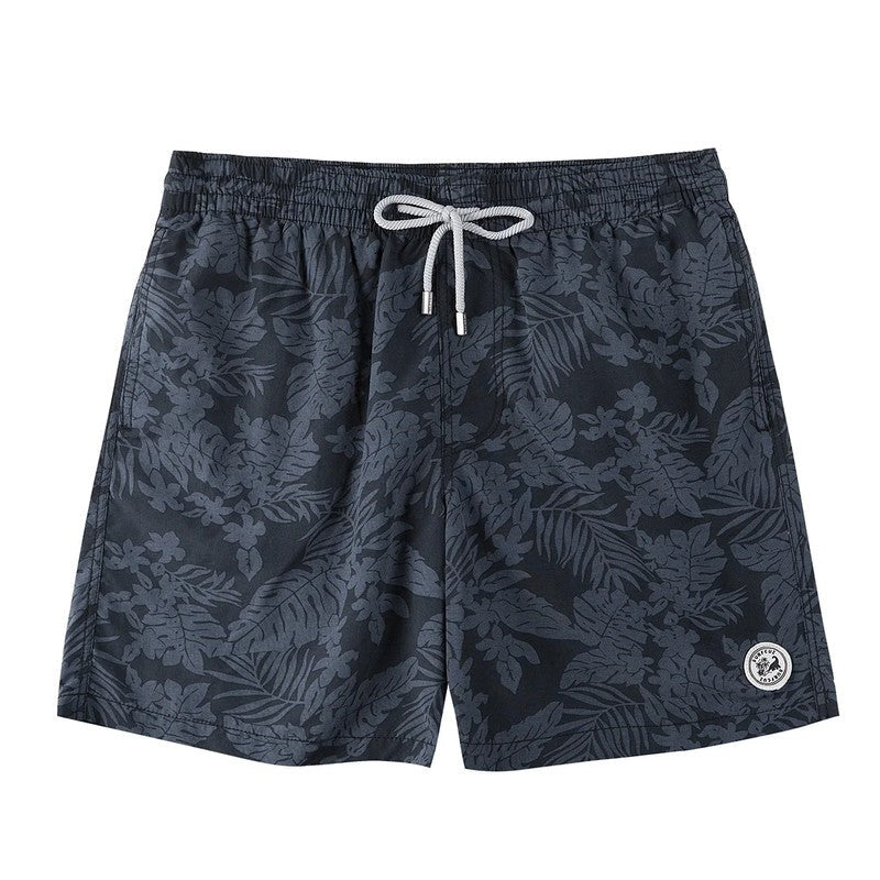 Printed Drawstring Relaxed Fit Swim Trunks
