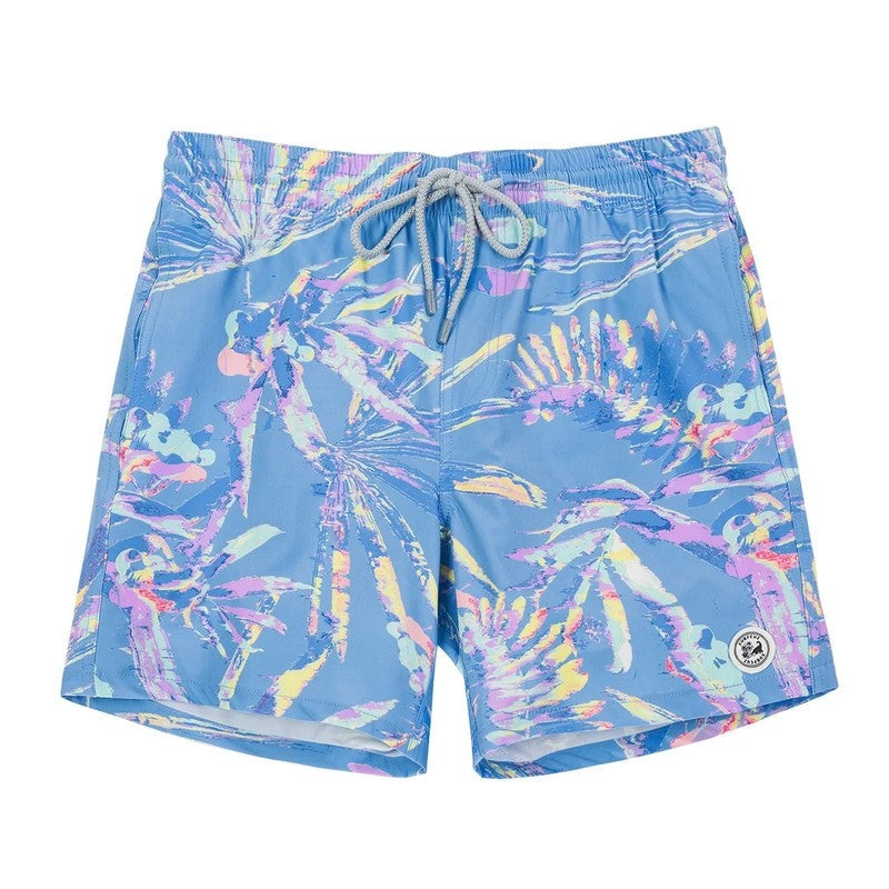 Printed Drawstring Relaxed Fit Swim Trunks