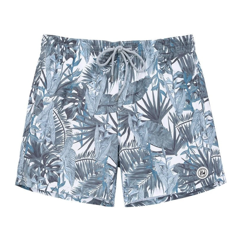 Printed Drawstring Relaxed Fit Swim Trunks