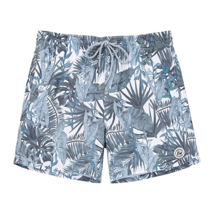 Printed Drawstring Relaxed Fit Swim Trunks