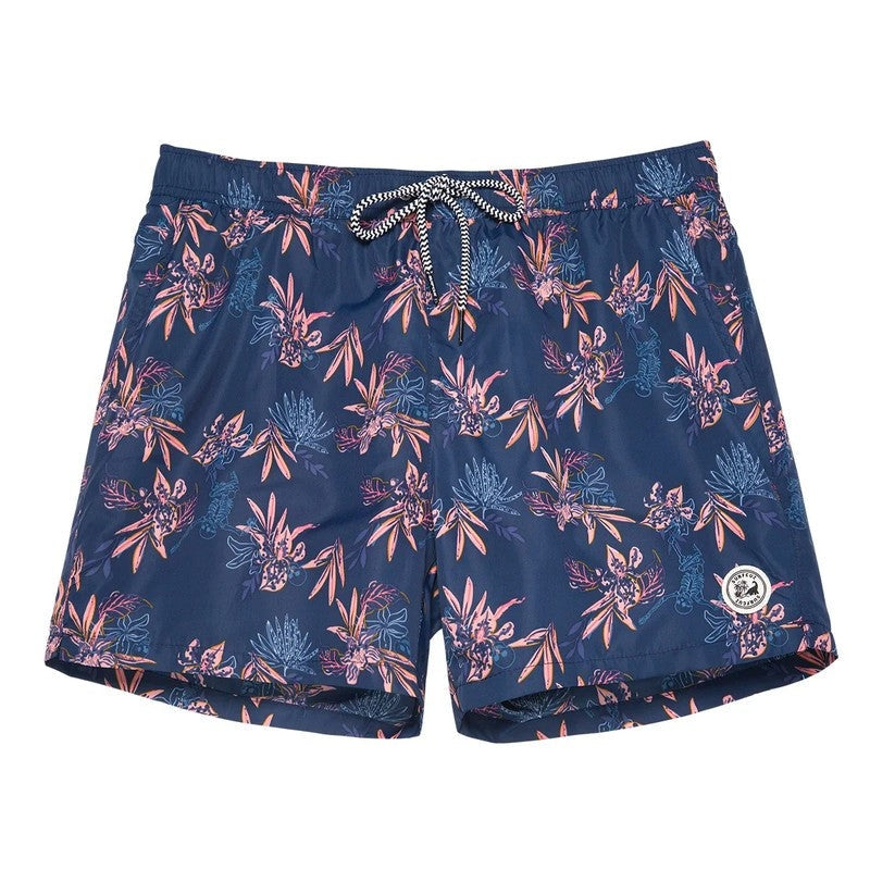 Printed Drawstring Relaxed Fit Swim Trunks