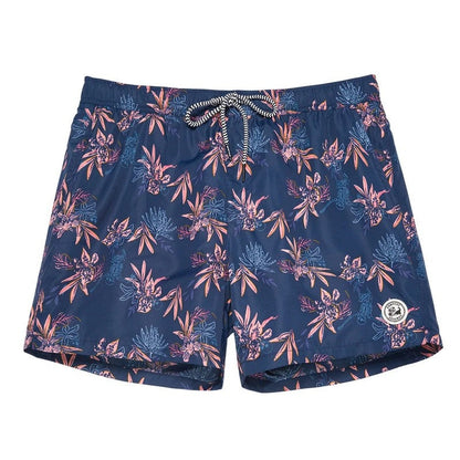 Printed Drawstring Relaxed Fit Swim Trunks