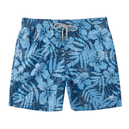 Printed Drawstring Relaxed Fit Swim Trunks