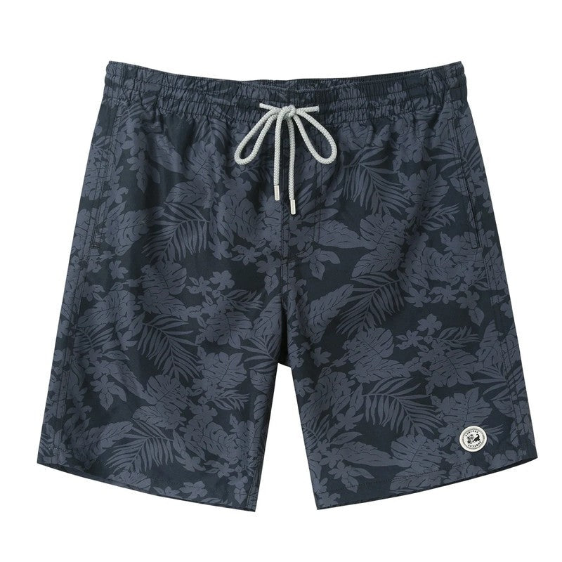 Printed Drawstring Relaxed Fit Swim Trunks