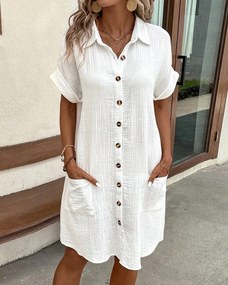 Relaxed Collared Button-Up Shirt Dress