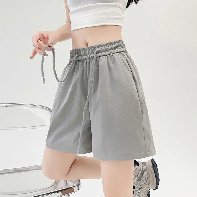 Relaxed Drawstring High-Waist Lounge Shorts