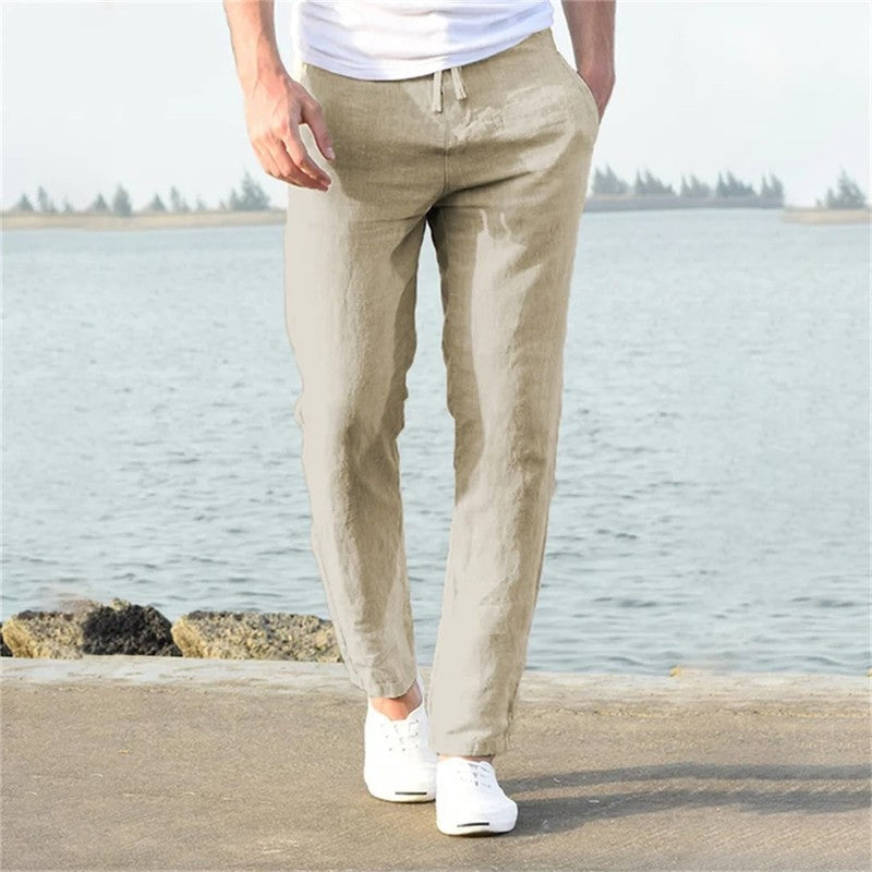 Relaxed Drawstring Linen Blend Pants