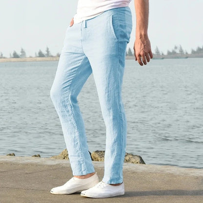 Relaxed Drawstring Linen Blend Pants