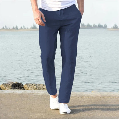 Relaxed Drawstring Linen Blend Pants