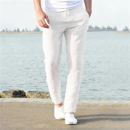 Relaxed Drawstring Linen Blend Pants
