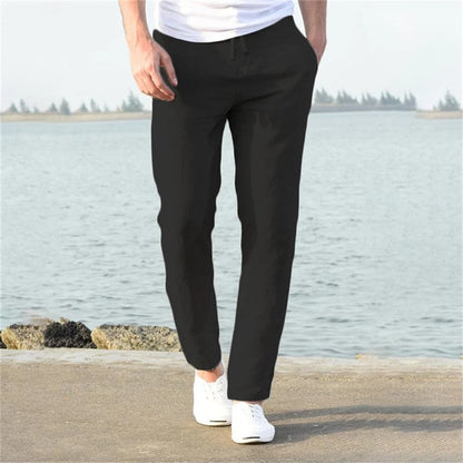 Relaxed Drawstring Linen Blend Pants