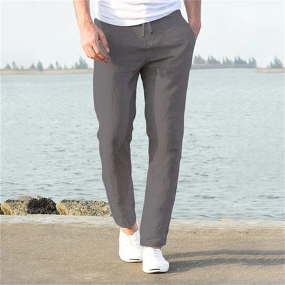 Relaxed Drawstring Linen Blend Pants