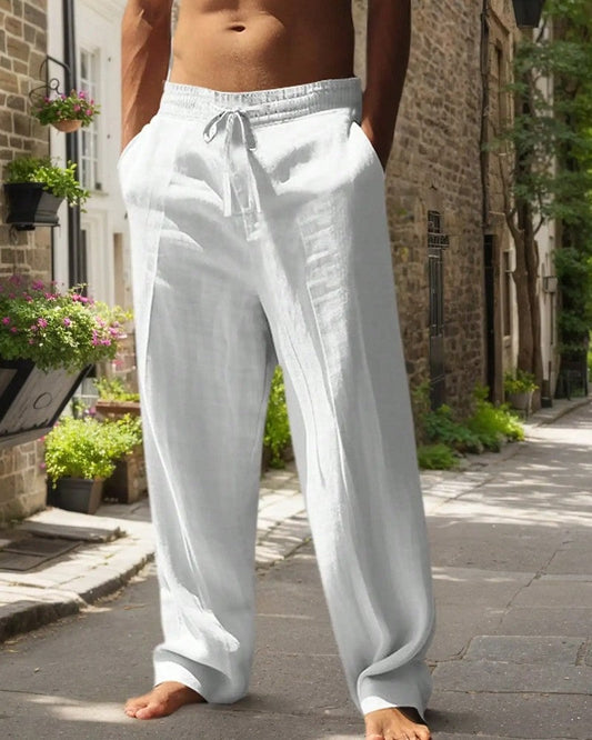 Relaxed Drawstring Linen Lounge Pants