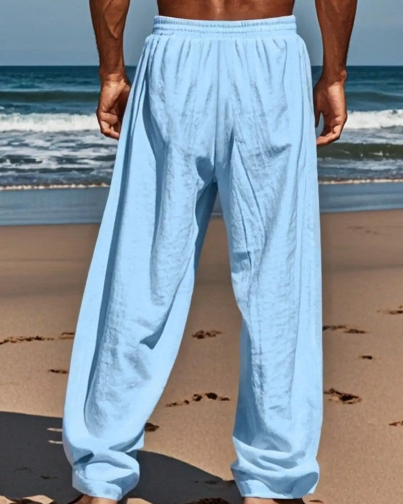 Relaxed Drawstring Linen Lounge Pants