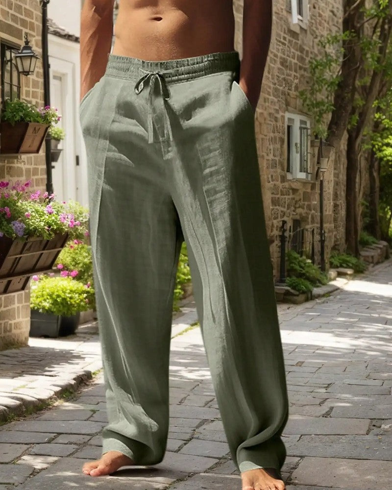 Relaxed Drawstring Linen Lounge Pants