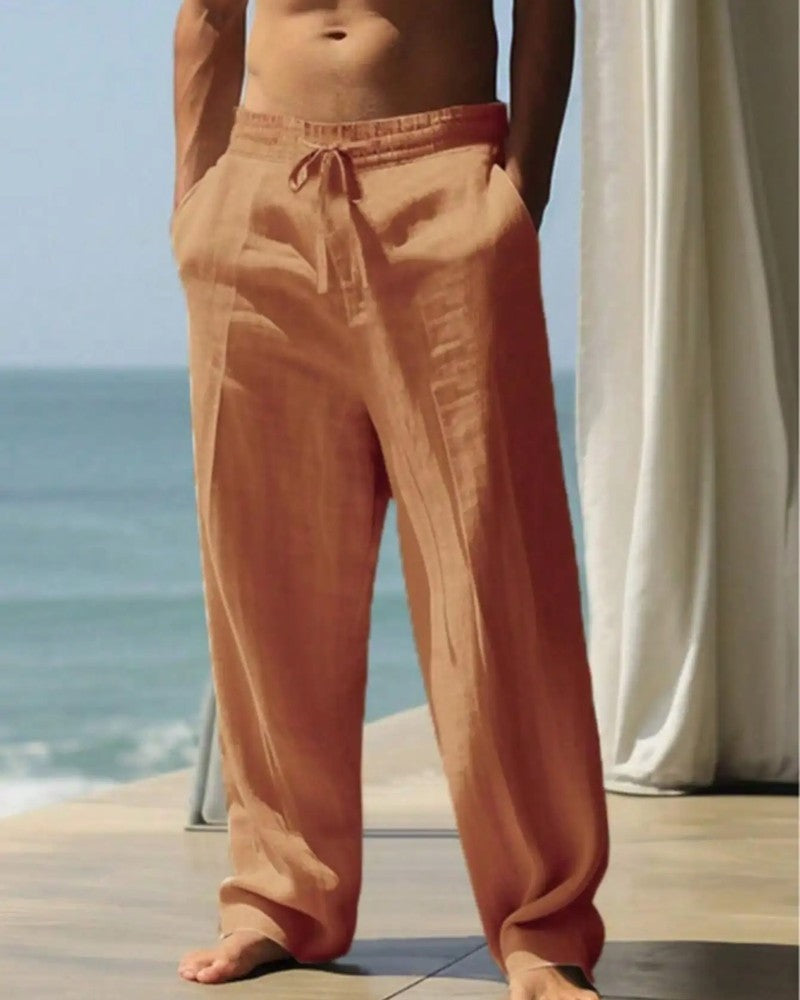 Relaxed Drawstring Linen Lounge Pants