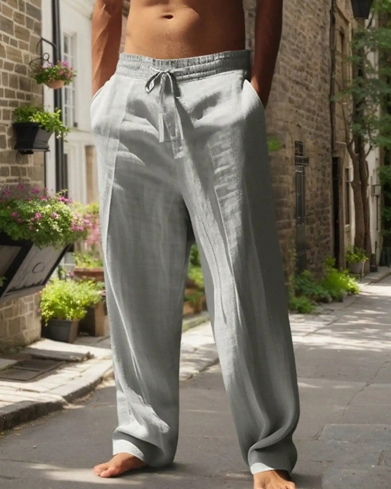 Relaxed Drawstring Linen Lounge Pants