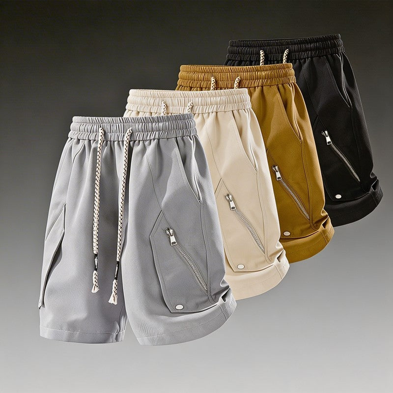 Relaxed Drawstring Zip Pocket Shorts